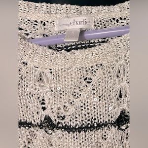 Charming Charlie Sweater w/Lines & Iridescent Sequins, Size S
